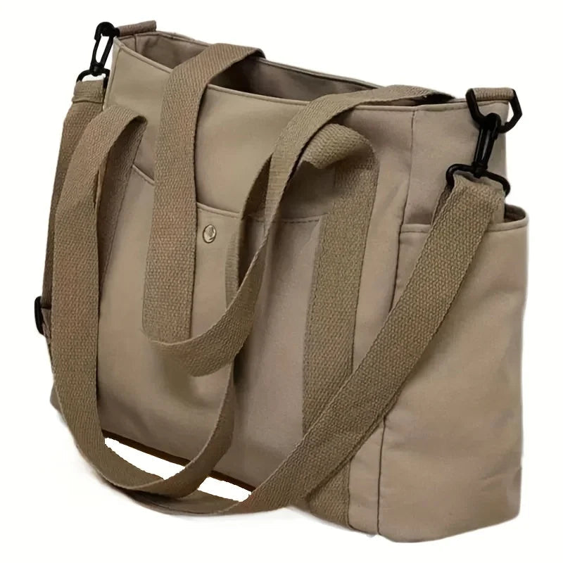 Large Capacity Nylon Crossbody Bag Casual Solid Color Messenger Shoulder Bag with Removable Strap Quick Pick Grocers