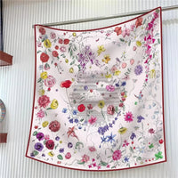 90Cm French Jungle Large Square Scarf Decorative Fashion Trend Flowers High Quality Twill Silk Travel Shawl Sunscreen Quick Pick Grocers