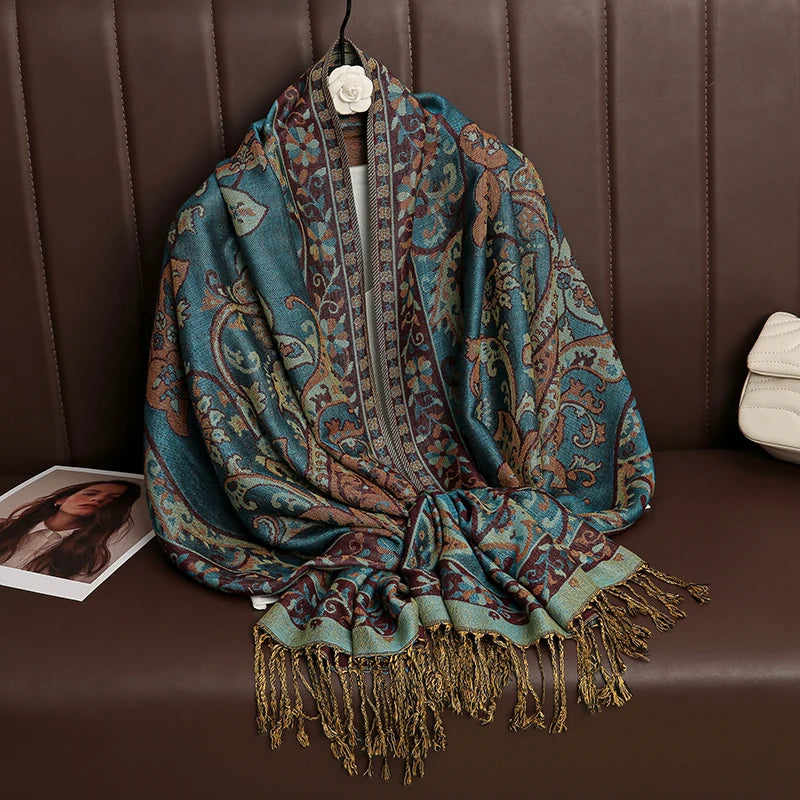 Luxury Brand Autumn Cashmere Pashmina Shawl Lady Wrap Warm Winter Scarves Design Print Female Foulard Cotton Stoles Scarf 2023 Quick Pick Grocers