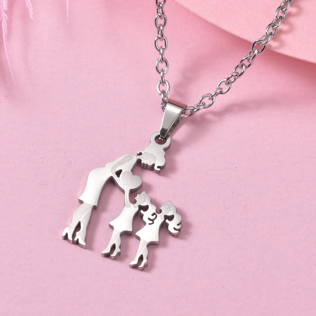 Girls Boy Children Stainless Steel Family Necklaces Mama Pendants Necklace Birthday Gifts For Women Jewelry Mother's Day Jewelry Quick Pick Grocers