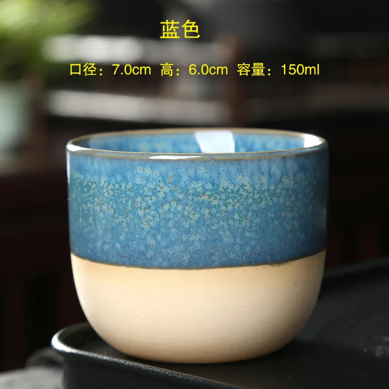 Kiln Change China Ceramic Tea Cup Pottery Jianzhan Drinkware  Temmoku Glaze Porcelain Kung Fu Cups Set for Water Latte Milk Quick Pick Grocers