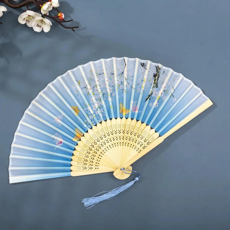 Hand Fan Foldable Silk Fan Noodles Bamboo Fan Bones Halloween Cosplay Prop Christmas Wedding Decoration Party Gifts Art Crafts Econic Blanks