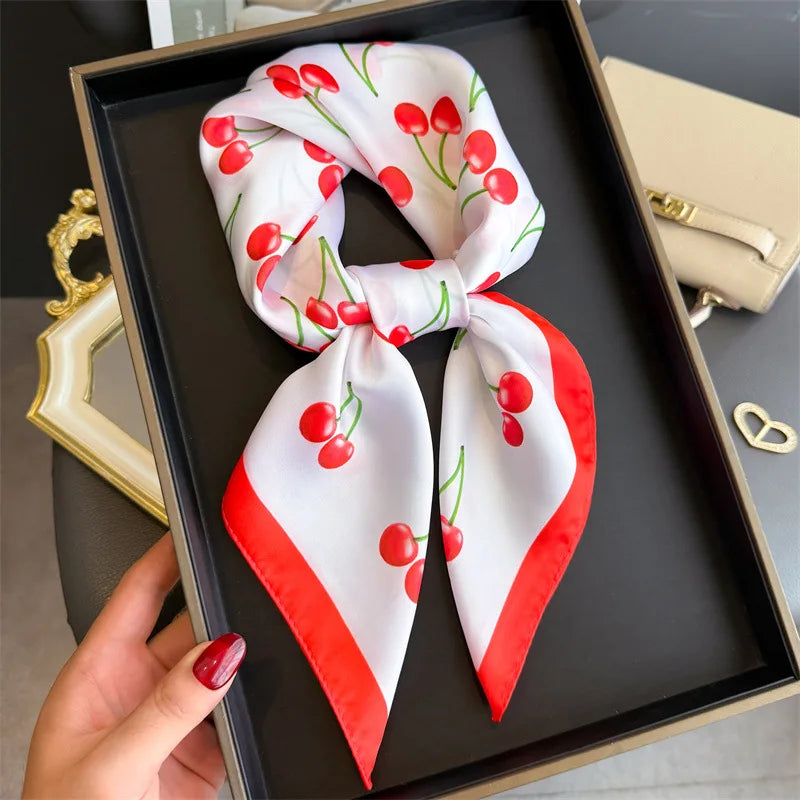 Bohemian Style Print Luxury Brand Silk Square Scarf Women Satin Shawls Neckerchief Wrap Scarves Bandana Hair Hjiab Floral Quick Pick Grocers