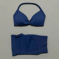 HISTELLO Gym Set 2 Piece Women Strappy Yoga Bra Top Workout Scrunch Shorts Sports Suit Fitness Clothes Seamless Yoga Set Quick Pick Grocers