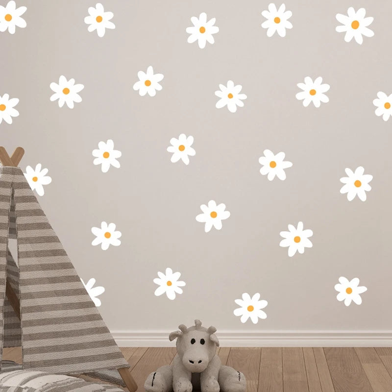 White Daisy Flower Wall Stickers Kids Room Living Room DIY Art Decas Baby Nursery Home Decoration PVC Window Sticker Quick Pick Grocers