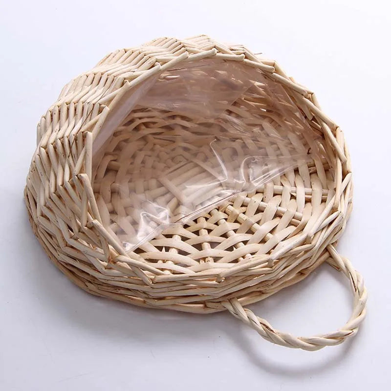 Hand Made Wicker Rattan Flower Planter Wall Hanging Wicker Rattam Basket Garden Vine Pot Plants Holder Garden Pots Wall Planter Quick Pick Grocers