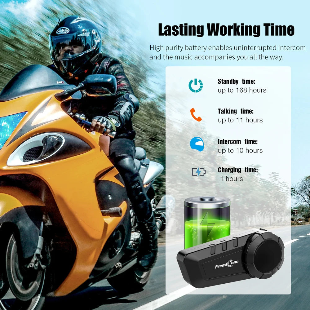 Freedconn KY Pro Motorcycle Intercom Bluetooth helmet Headset Motorbike 6 Riders 1000M Moto Group Waterproof Interphone Quick Pick Grocers