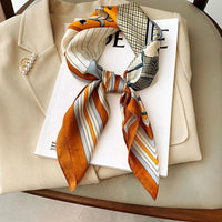 70*70cm Silk Square Scarf Women Handkerchief Printed Female Shawl Head Bandana Small Neck Muffler Silk Satin Hair Hijab Scarf Quick Pick Grocers