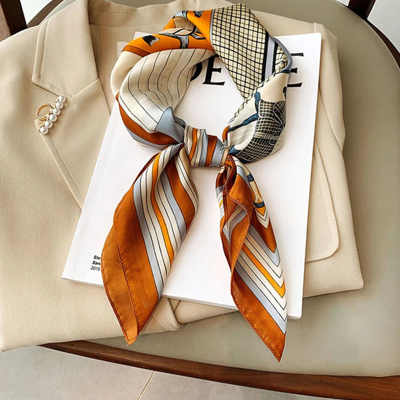 70*70cm Silk Square Scarf Women Handkerchief Printed Female Shawl Head Bandana Small Neck Muffler Silk Satin Hair Hijab Scarf Quick Pick Grocers