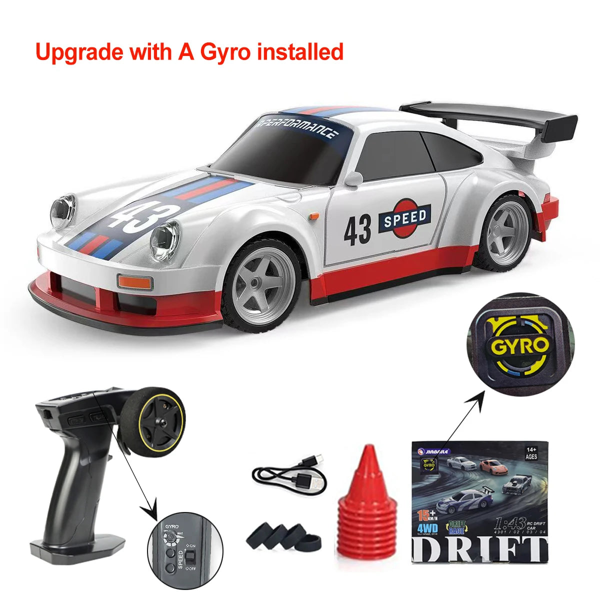 Upgraded Gyro 1/43 RC Drifting Car Racing RTR 4WD High Speed Radio Control Model 2.4G Drift Race Vehicle Mini Gifts Econic Blanks