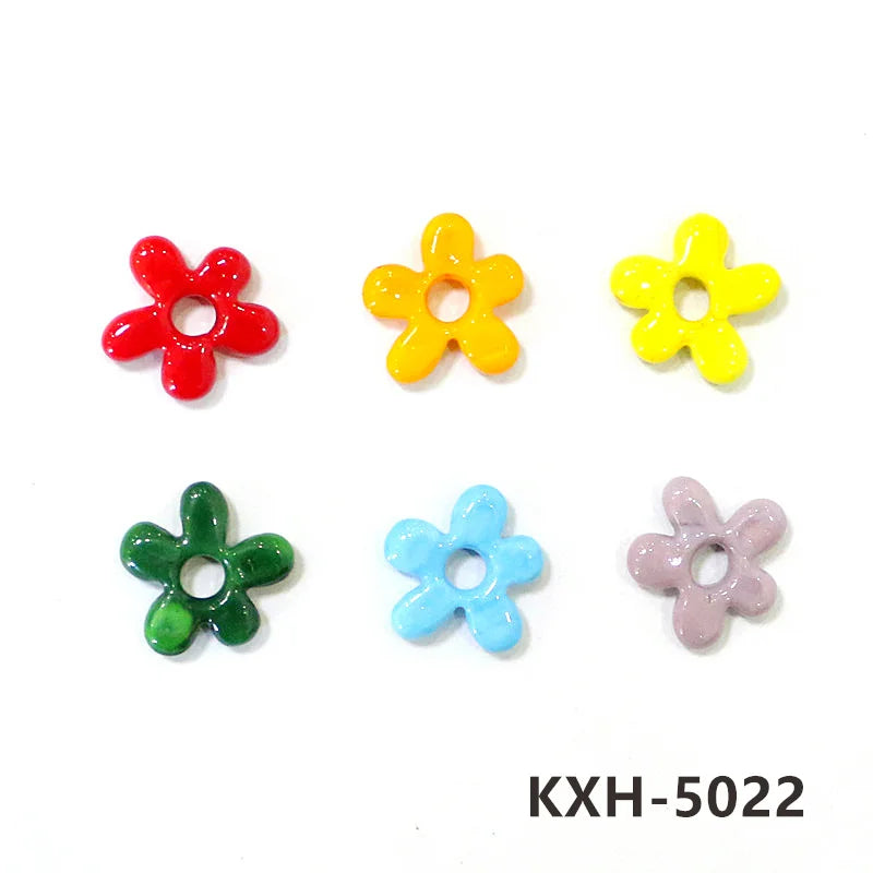 6pcs Irregular Shape Cute Mini Glass Flower Ornament Christmas Wedding Party Decor Supplies DIY Girl Jewelry Pendant Accessories Quick Pick Grocers