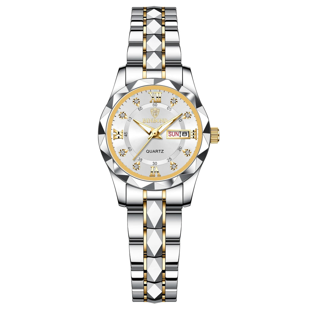 BINBOND B2521 Top Brand Luxury Fashion Business Womens Quartz Watches 30M Waterproof Week Date Clock Sport Womens Wristwatch Quick Pick Grocers