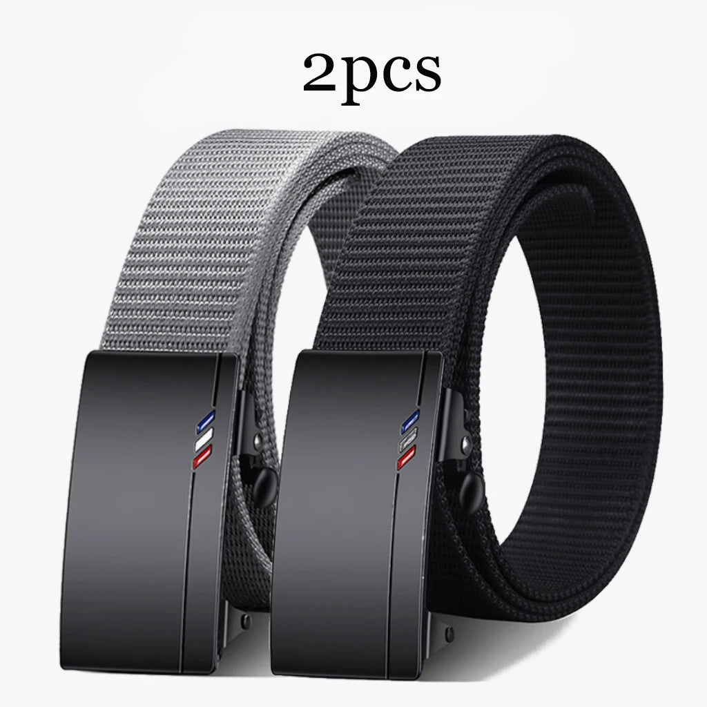 2pcs Fashion Men's Belt Canvas Woven Waistband Automatic Buckle Casual Belt Soft Versatile Jeans Belt Accessories Quick Pick Grocers