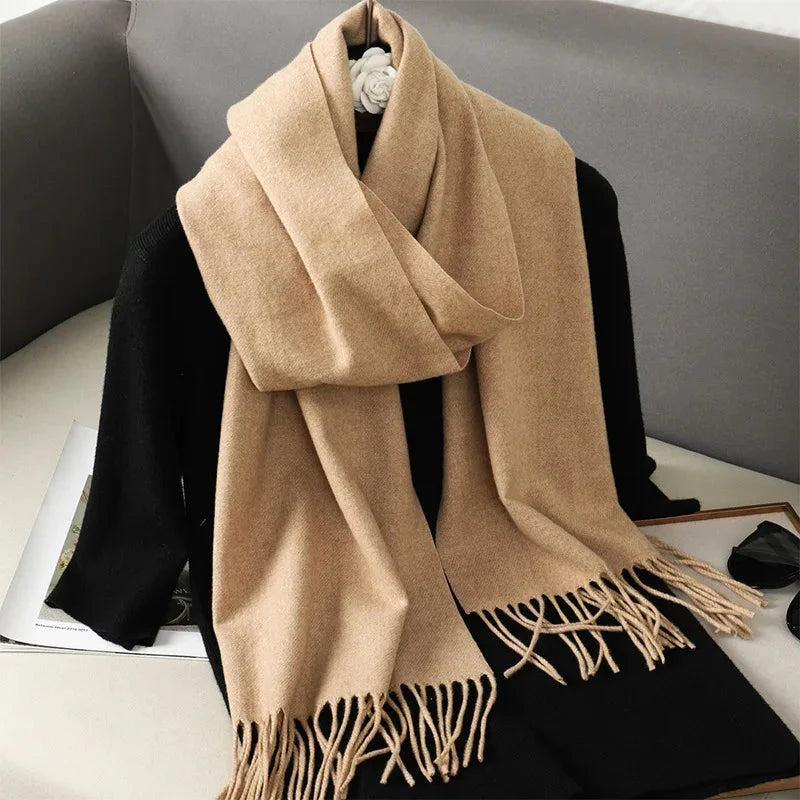 62Color Solid Women Winter Scarf Warm Thicken Cashmere Shawl Outdoor Fashion Luxury Tassels Pashmina Lady Wrap Windproof Scarves Econic Blanks