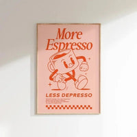 More Espresso Less Depresso Wall Art, Coffee Quote Wall Art, Coffee Station Wall Art, Coffee Bar Print, Cute Prints, Retro Quote Quick Pick Grocers