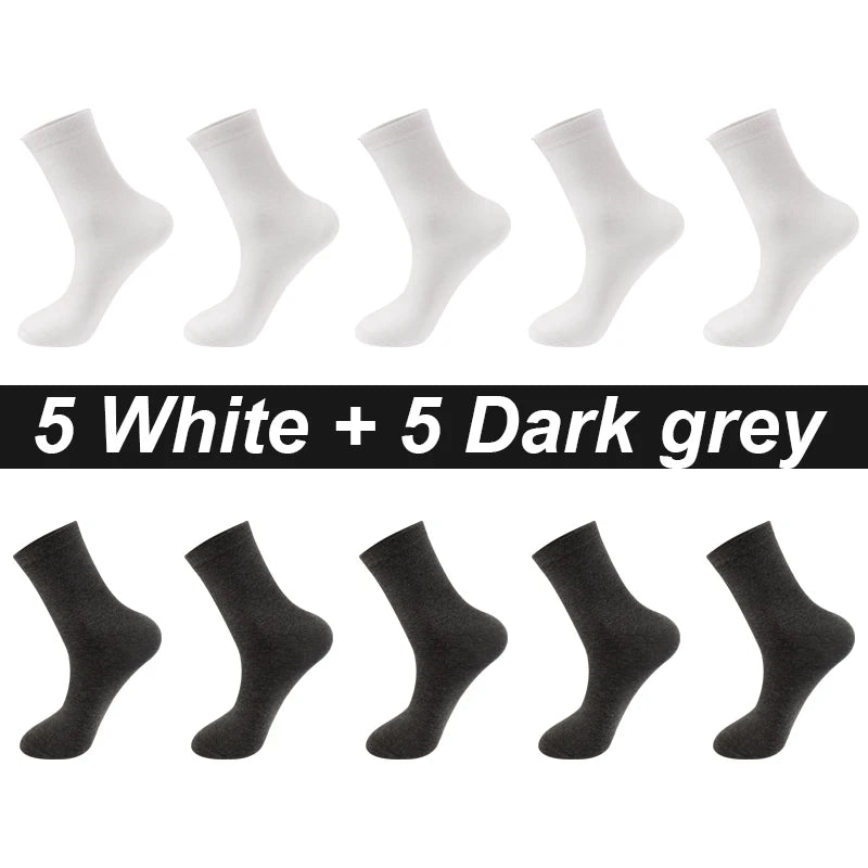 10Pairs/Lot Men Combed Cotton Socks Black Casual Business Breathable High Quality Man Sock New For Male Plus Size EU38-48 Quick Pick Grocers