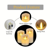10-120pcs Flameless Fake Candle LED Flickering Candles Battery Operated LED Pillar Candles for Wedding Halloween Decor Party Econic Blanks