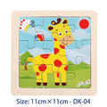 11cm/4.33in Kids Wooden Jigsaw Puzzle Games Cartoon Animal Vehicle Pattern Children Montessori Educational Toys Econic Blanks