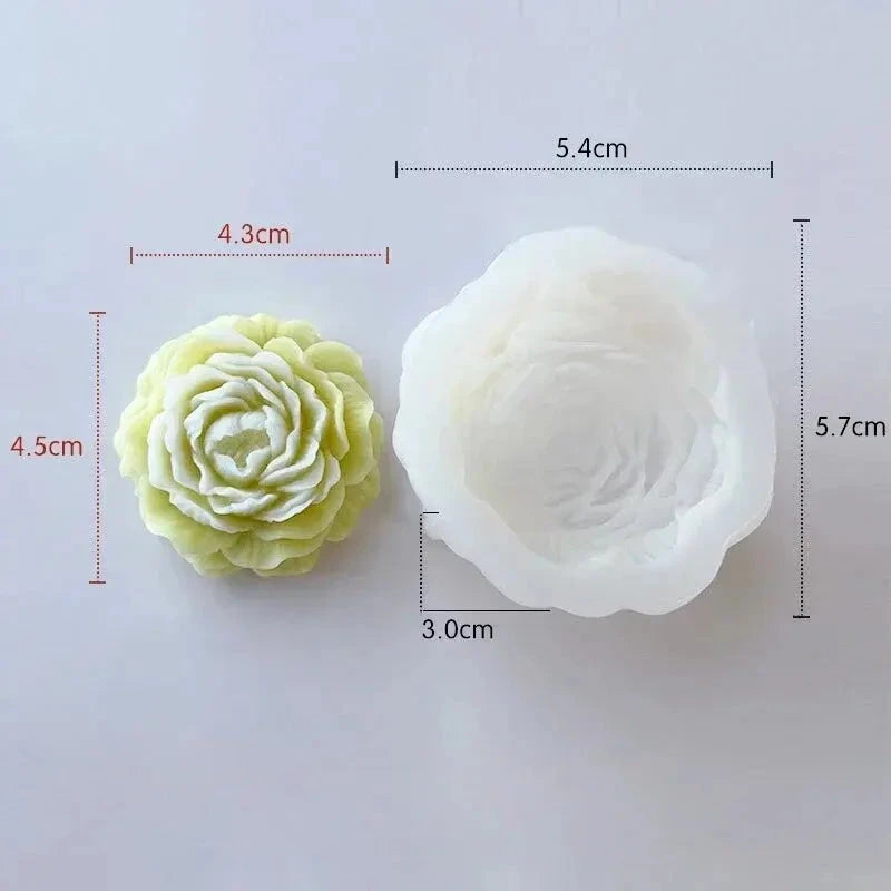 3D Peony Candle Silicone Mold DIY Relief Flower Soap Resin Plaster Mould Home Decor Chocolate Cake Ice Baking Making Tool Gifts Econic Blanks