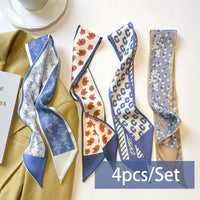 2-6pcs/set Series Silk Satin Scarf Women Cloth Hair Bands Headdress Accessories Lady Scarves Ribbon Neck Ties for Bag Handle Quick Pick Grocers
