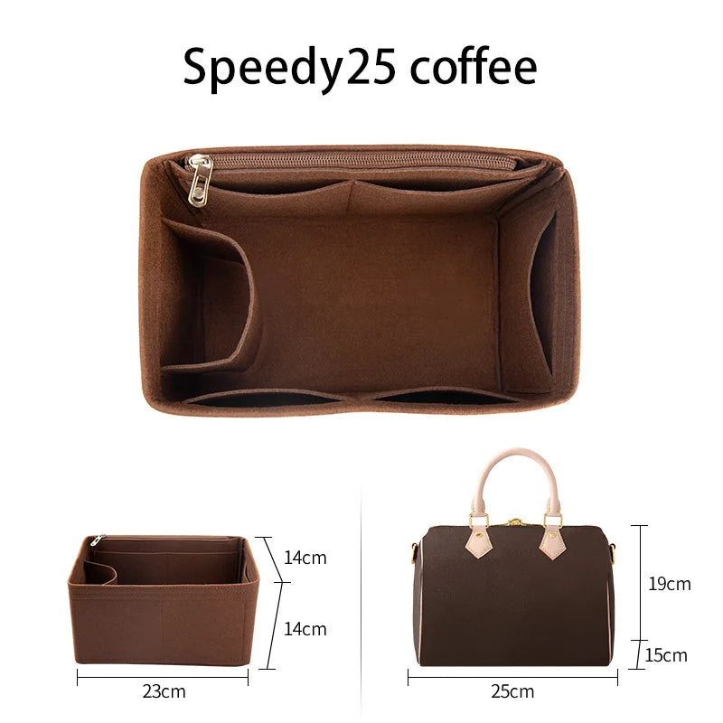 WUTA Felt Insert Bag Organizer For LV Speedy 20 25 30 35 Flap Handbag Inner Bag Makeup Travel Purse Storage Tote Bag Accessories Quick Pick Grocers