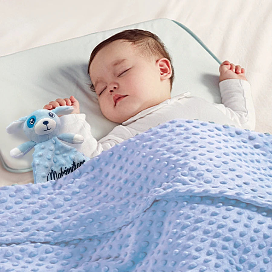 Personalized Newborn Baby Blanket with Name Custom Stroller Sleeping Dolls Animal Security Towel Gift Set for Baby Shower Gifts Purest Peak