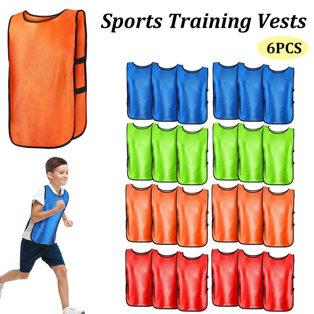 6PCS Soccer Pinnies Quick Drying Football Team Jerseys Sports Soccer Team Training Practice Youth Adult Basketball Sports Vest Quick Pick Grocers