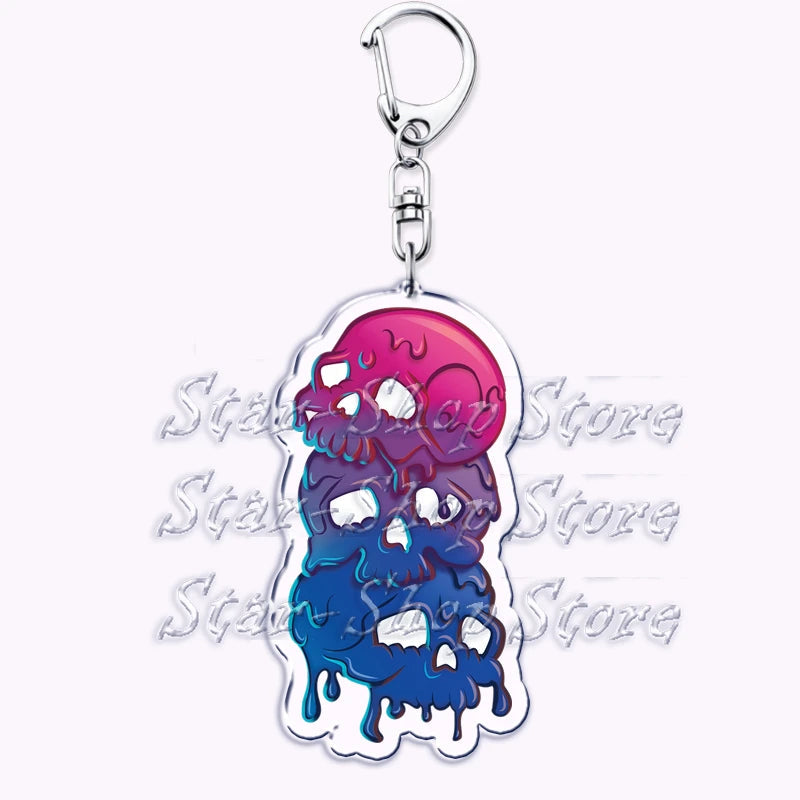 Cute Lgbt Halloween Keychain for Accessories Bag Gay Pride Lgbtq Spooky Ghost Lesbian Keyring Jewelry Rainbow Fans Friends Gifts Quick Pick Grocers