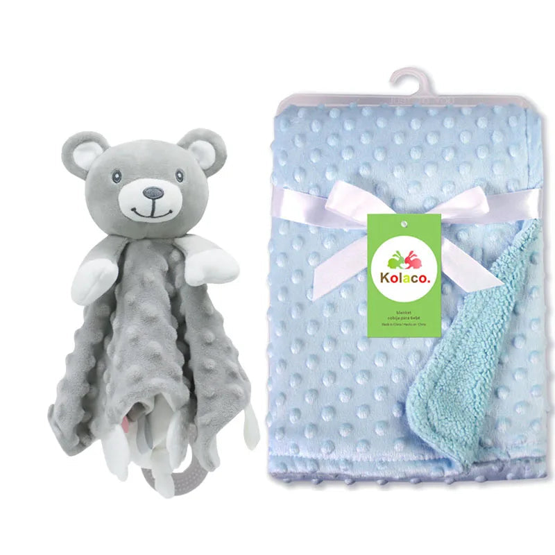 Personalized Newborn Baby Blanket with Name Custom Stroller Sleeping Dolls Animal Security Towel Gift Set for Baby Shower Gifts Purest Peak