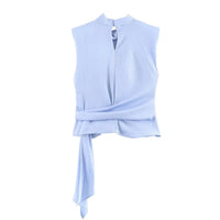 Women's Top 2026 Spring New Style Orange Sleeveless Satin Texture Long Ribbon Top Elegant and Stylish Unique Fashion Focus Quick Pick Grocers