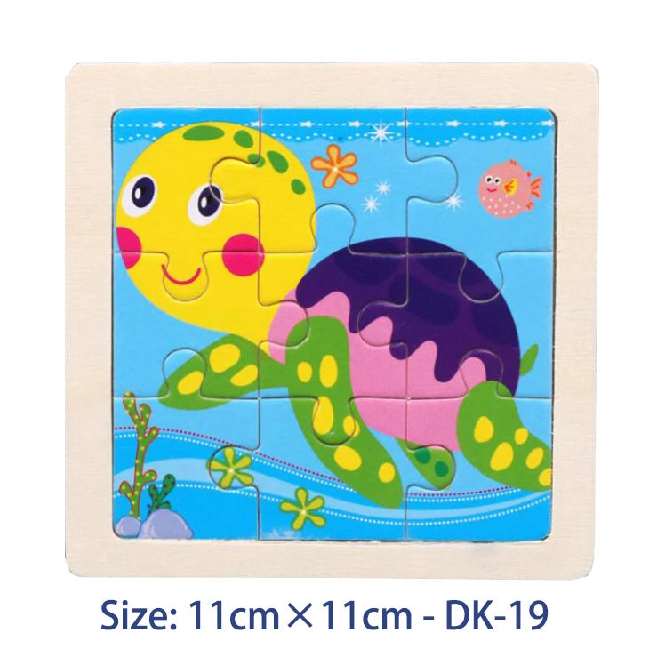 11cm/4.33in Kids Wooden Jigsaw Puzzle Games Cartoon Animal Vehicle Pattern Children Montessori Educational Toys Econic Blanks