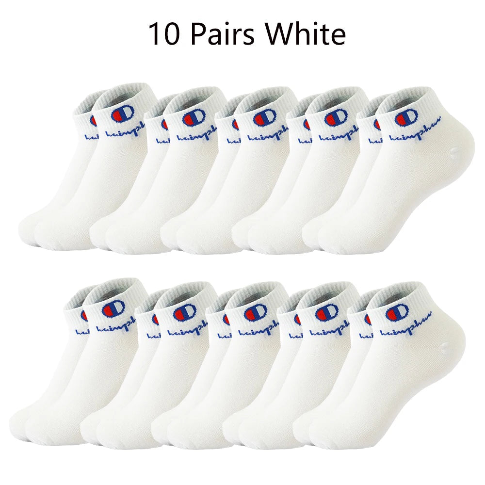 5/10/20 Pairs Men Ankle Socks Cotton Brand Classic Fashion Black White Socks Breathable Mesh Athletic Sports Socks for Summer Quick Pick Grocers