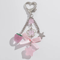 Y2K Fashion Flower Star Love Bow Strawberry Pendant Acrylic Keychain Student Women's Bag Backpack Pants Chain Accessories Econic Blanks