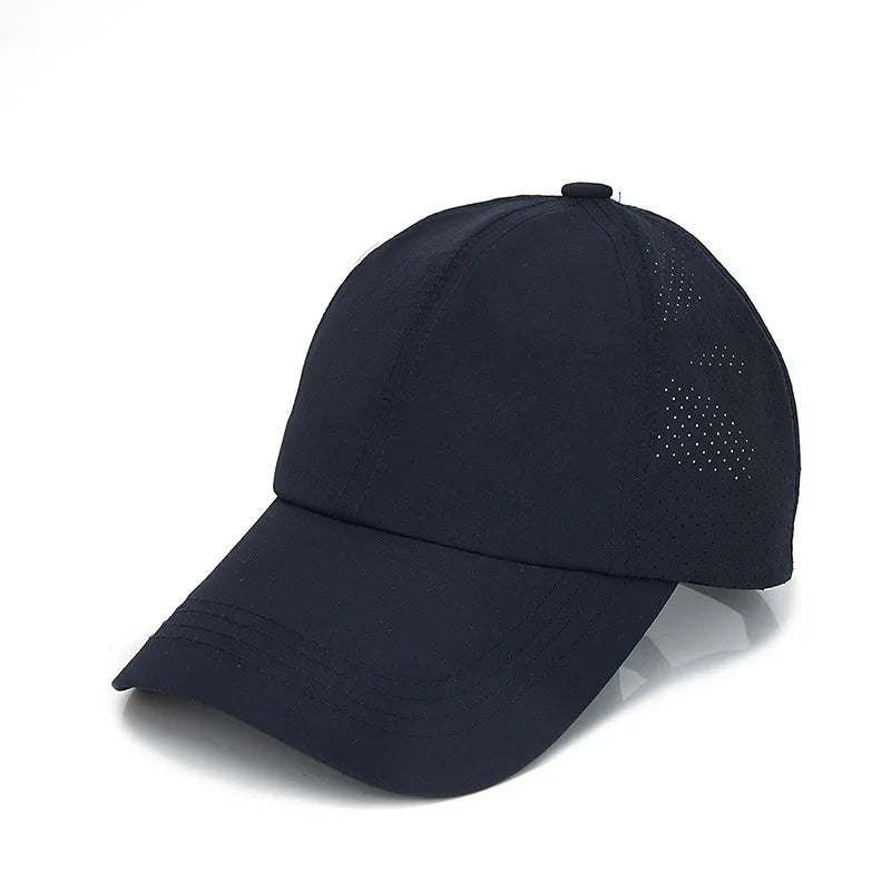 Summer Solid Color Baseball Cap Women's Athleisure Cross Ponytail Hat Mesh Quick-Drying Cap Visor Hat Quick Pick Grocers