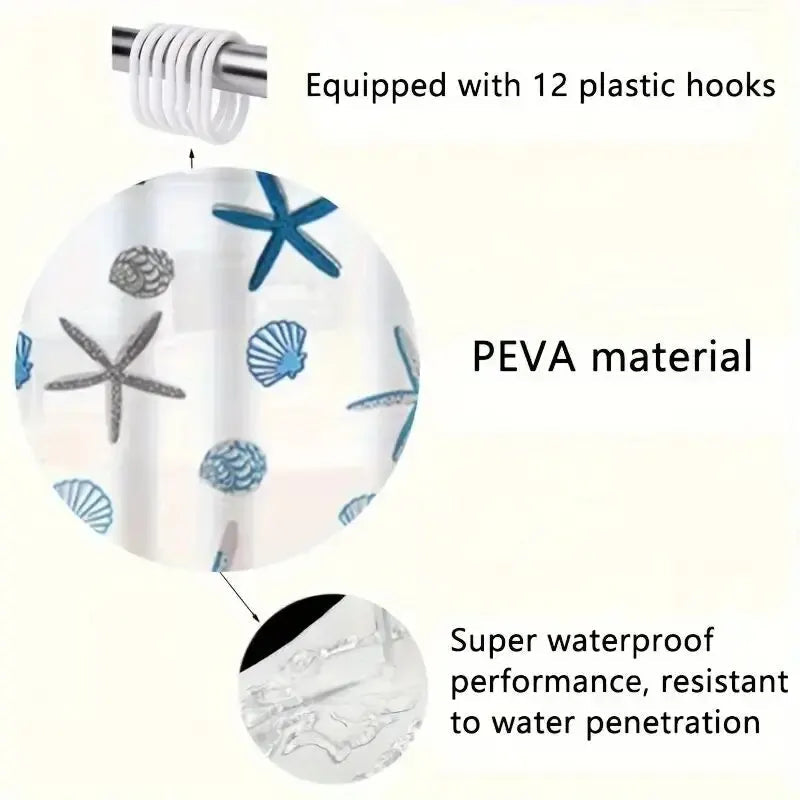 1pc With Pattern Shower Curtain PEVA Waterproof Shower Curtain Bathroom Partition Curtain Bathroom Decoration Accessories Econic Blanks