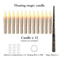 Halloween LED Floating Candles Magic Wand Remote Hanging Operated Potter Harries Battery Floating Candles Warm Light Decoration Quick Pick Grocers