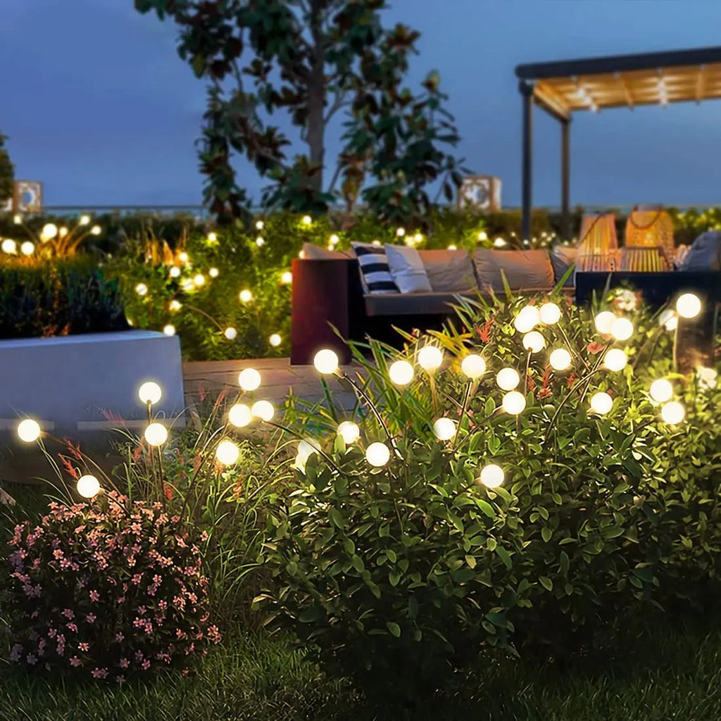 8 LED Solar Garden Lights Powered Firefly Lights Outdoor Waterproof Vibrant Garden Lights for Patio Pathway Decoration,Warm Econic Blanks