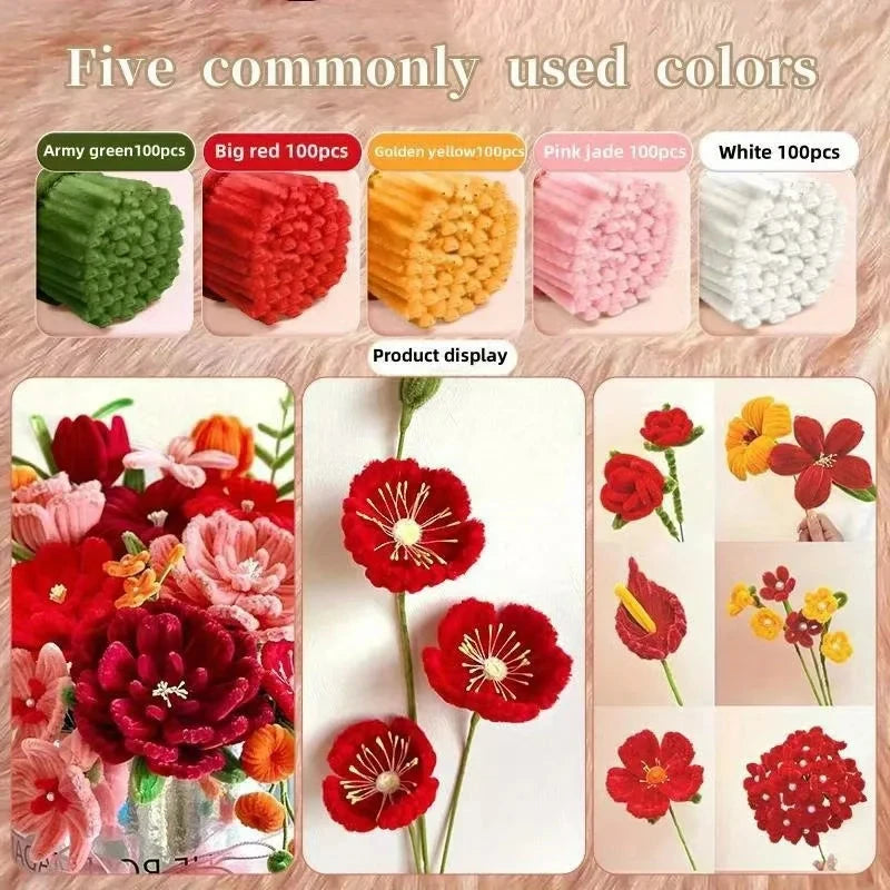 Chenille Stems 30cm Pipe Cleaners Craft Supplies DIY Art Handmade Flower Making Econic Blanks