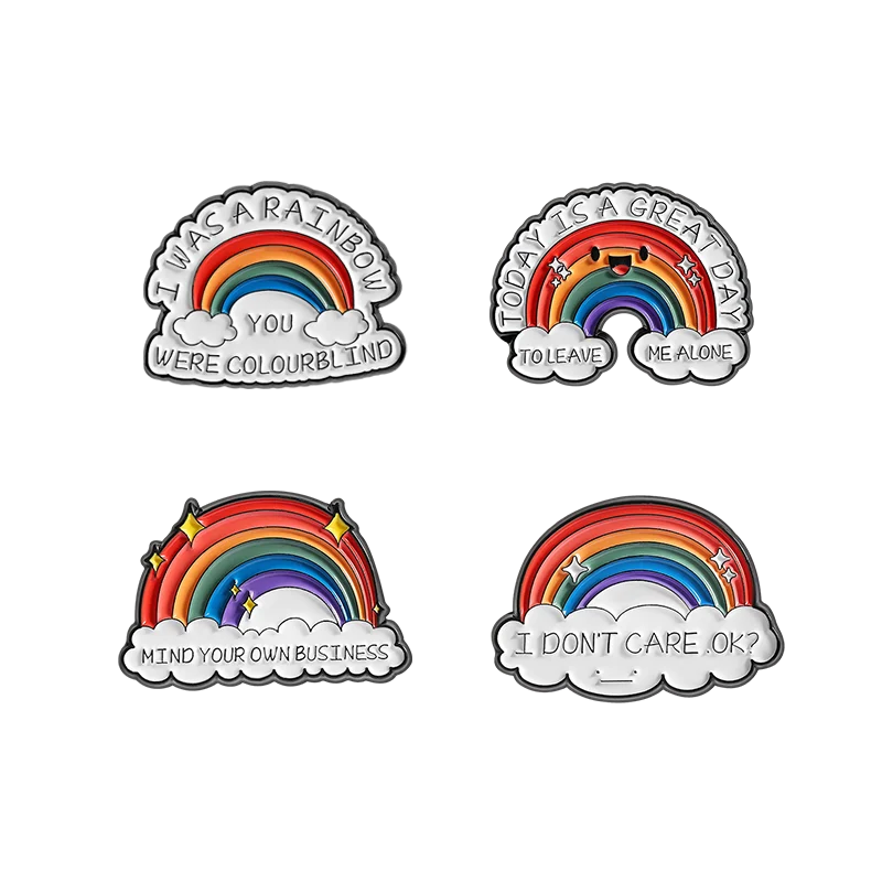 LGBTQ Pride Collect You Are Safe With Me Enamel Pins Rainbow Spaceship UFO Shield Cat Brooches Lapel Badges Jewelry Lover Gifts Quick Pick Grocers