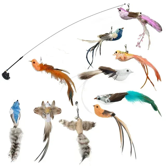 Simulation Bird Cat Toys Funny Interactive Peacock with Bell Cat Stick Toy for Kitten Playing Teaser Wand Toys Pet Cats Supplies Quick Pick Grocers