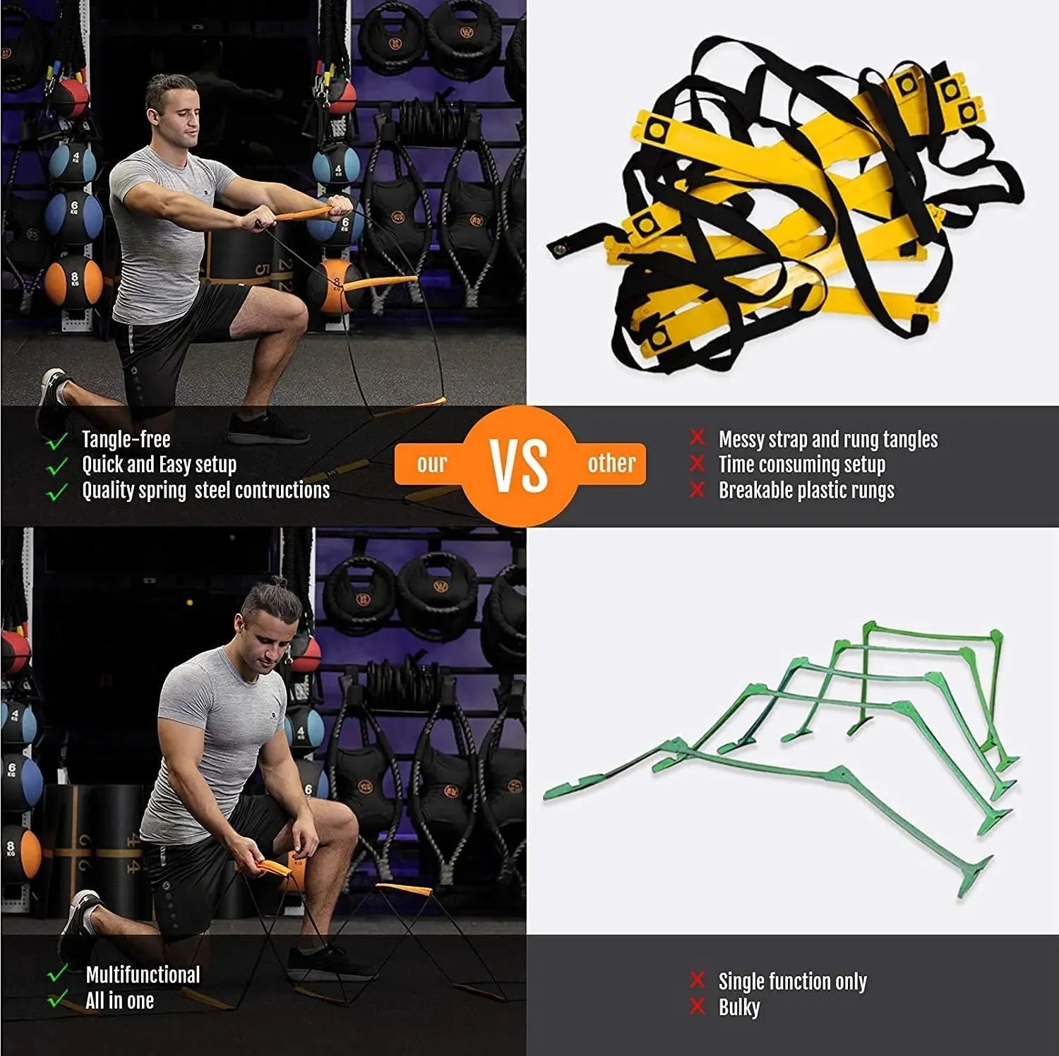 Dual-Purpose Soccer Training Jump Ladder Multifunctional Agility Ladder Speed Training Coordination Footwork Football Equipment Quick Pick Grocers