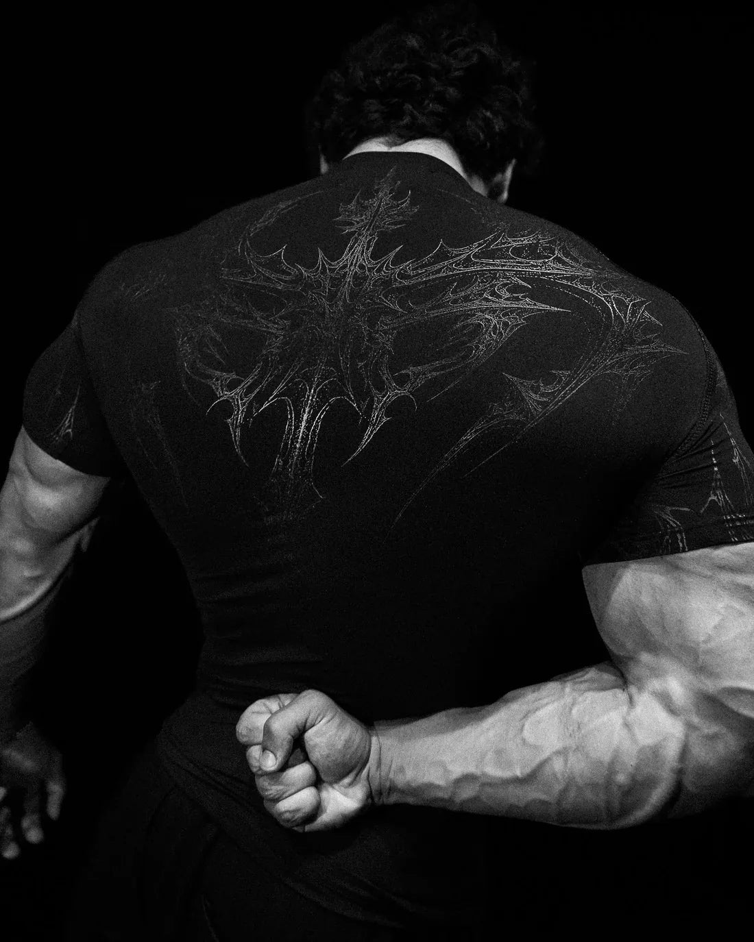 New Summer GYM T-shirt Men's Gothic Print Muscle Tee High Elasticity And Quick Drying Exercise For Bodybuilding Training T-shirt Quick Pick Grocers