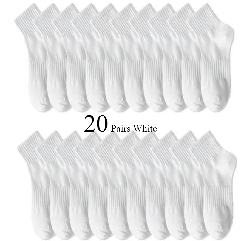 10/20 Pairs Neutral Solid Color Round Neck Socks Spring Summer Sweat Absorbing Breathable Soft Comfortable Couple Sports Socks Quick Pick Grocers