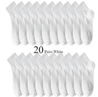 10/20 Pairs Neutral Solid Color Round Neck Socks Spring Summer Sweat Absorbing Breathable Soft Comfortable Couple Sports Socks Quick Pick Grocers