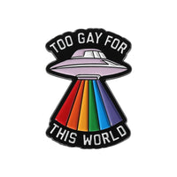 LGBTQ Pride Collect You Are Safe With Me Enamel Pins Rainbow Spaceship UFO Shield Cat Brooches Lapel Badges Jewelry Lover Gifts Quick Pick Grocers