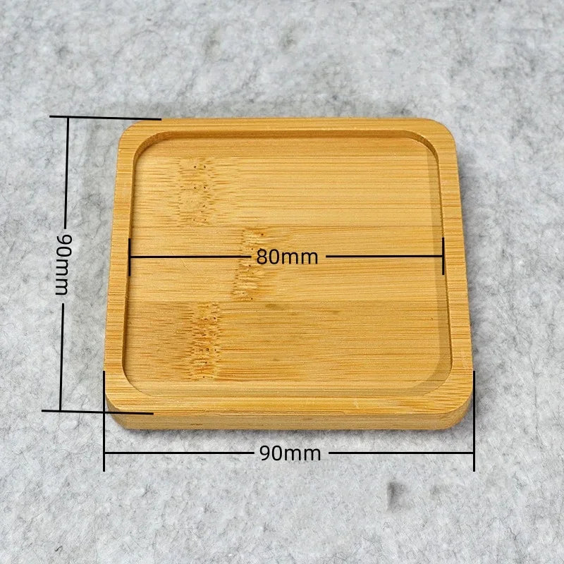 Multi Bamboo Tray Wood Saucer Flower Pot Tray Cup Pad Coaster Plate Kitchen Decorative Plate Creative Coaster Coffee Cup Mat Quick Pick Grocers