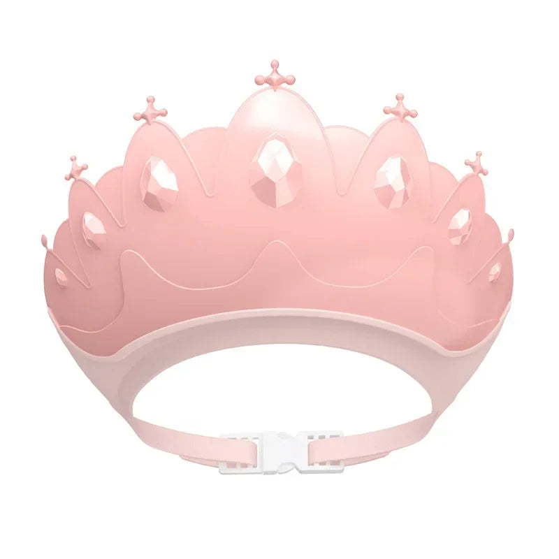 Adjustable Size Children Shampoo Cap Crown Baby Shower Cap Cartoon Bath Visor Infant Hair Shield Ear Protection Waterproof Purest Peak