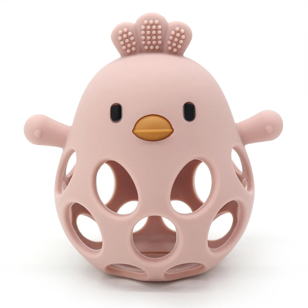 1PC Baby Silicone Teether Toys Cartoon Chick Shape Baby Toys Hollow Out Baby Care Equipment Chewing Training Baby Products Quick Pick Grocers