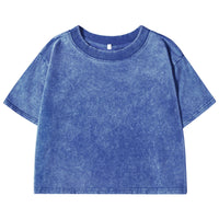100% Cotton Washed T-Shirts For Women Loose O-Neck Crop Tops Y2k Street Female Clothes Summer Casual Vintage Short Sleeve Tees Quick Pick Grocers