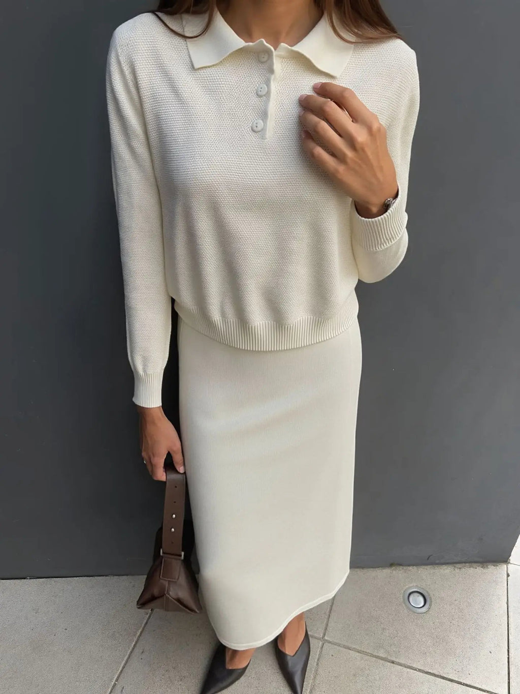 Hirsionsan Winter Thick Women Knitted Suits Soft 2 Pieces soft Female Sets Polo Neck Sweater & Wide Leg Pants Knitted Outfit Quick Pick Grocers